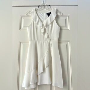 TEEZE ME Cream V-Neck Fit & Flare Dress
